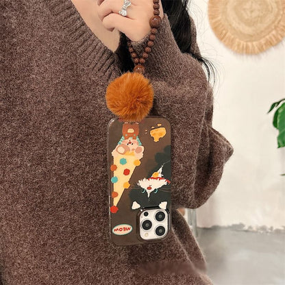 Case Set Mouse Pom Phone Strap /