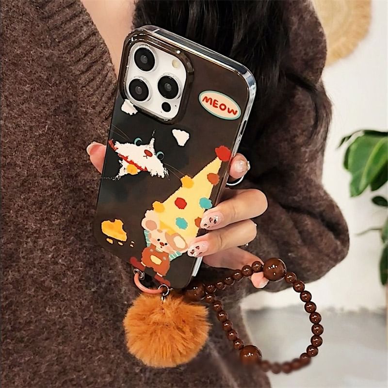 Case Set Mouse Pom Phone Strap /