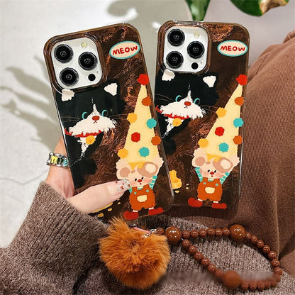 Case Set Mouse Pom Phone Strap /