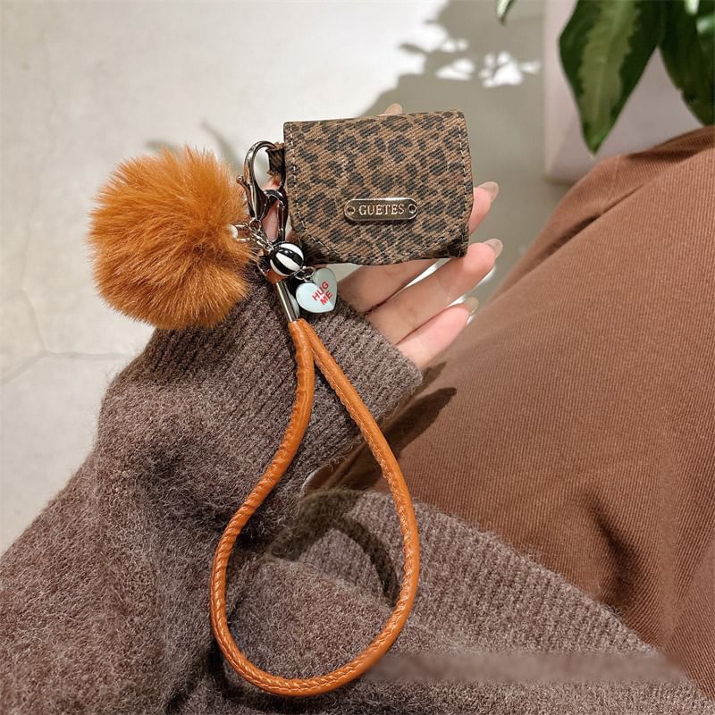 Pro Print Earphone Case Strap Pom Leopard / Skin AirPods