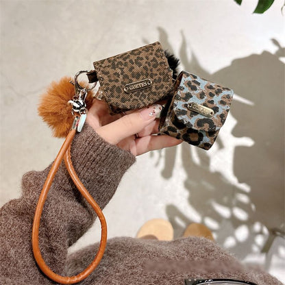 Pro Print Earphone Case Strap Pom Leopard / Skin AirPods