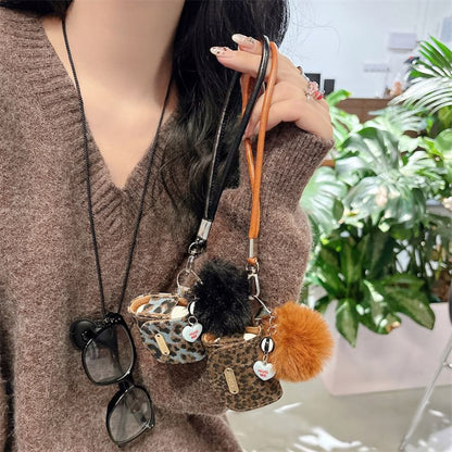 Pro Print Earphone Case Strap Pom Leopard / Skin AirPods