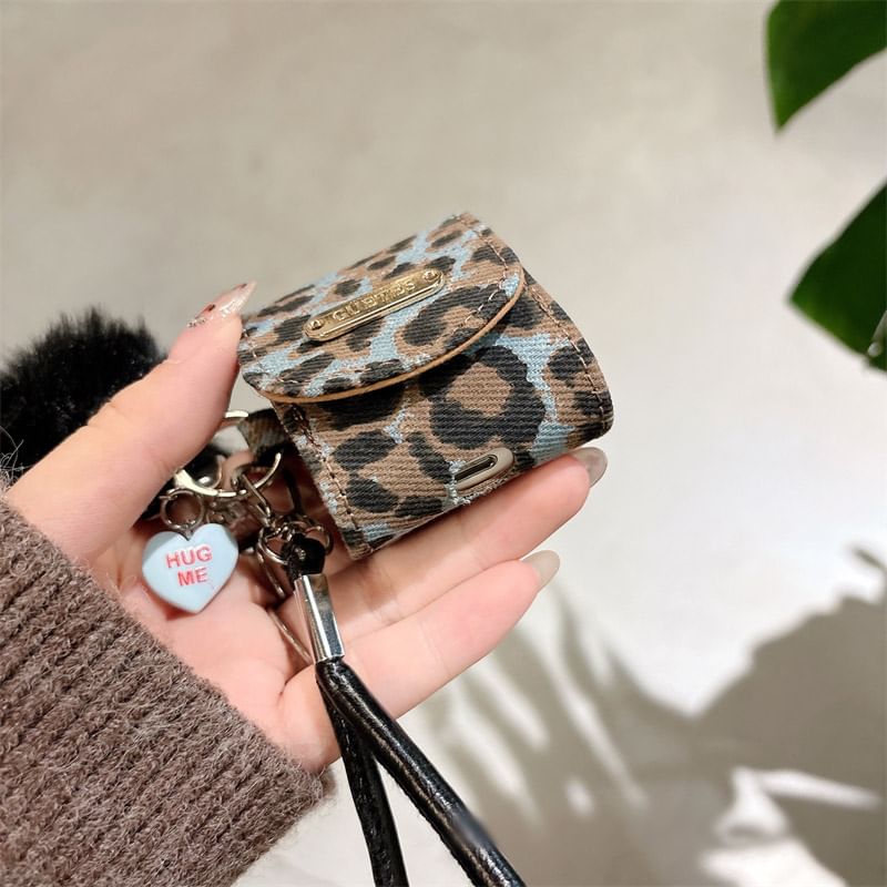 Pro Print Earphone Case Strap Pom Leopard / Skin AirPods