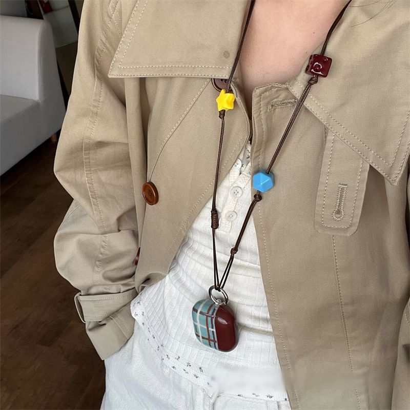 Pro Skin / Lanyard Charm AirPods Case Plaid Dog Earphone