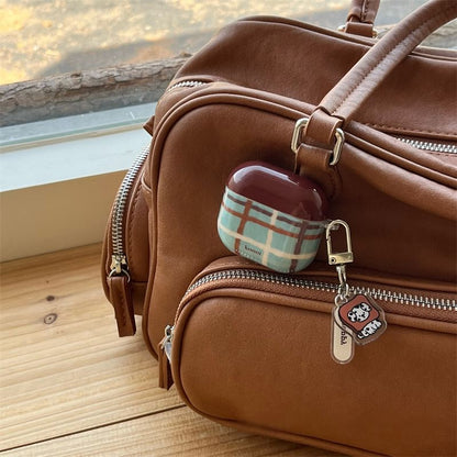 Pro Skin / Lanyard Charm AirPods Case Plaid Dog Earphone