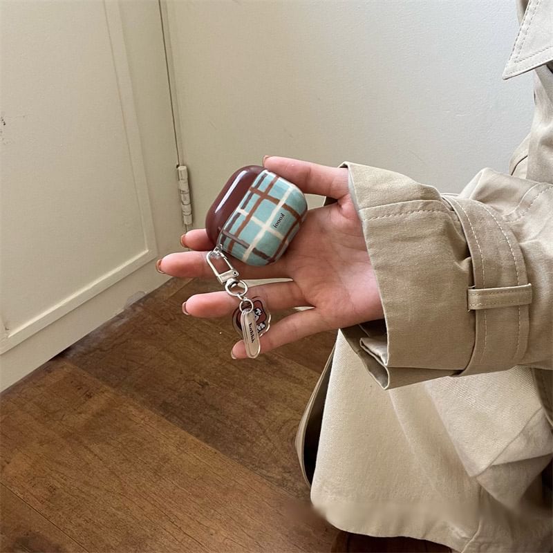 Pro Skin / Lanyard Charm AirPods Case Plaid Dog Earphone