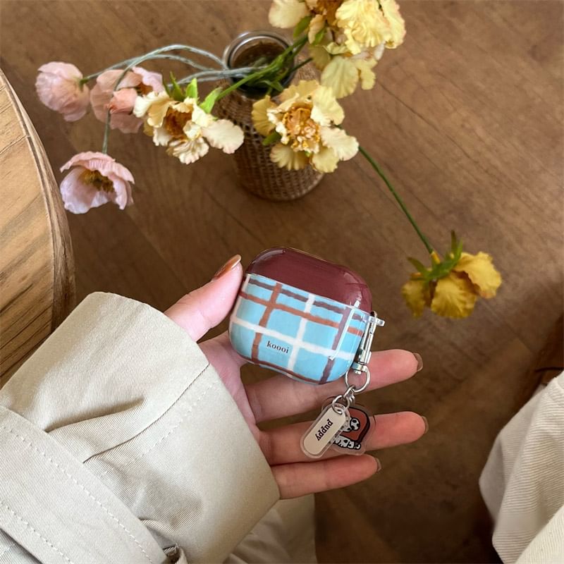 Pro Skin / Lanyard Charm AirPods Case Plaid Dog Earphone