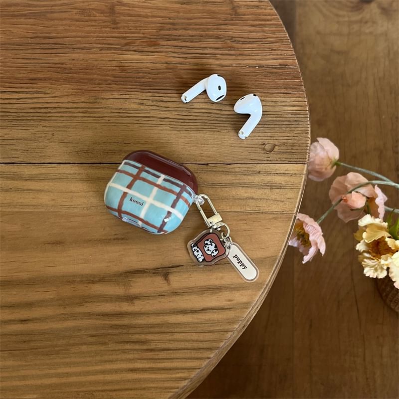 Pro Skin / Lanyard Charm AirPods Case Plaid Dog Earphone