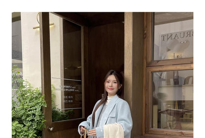 Plus Size Double Breasted Plain Long Coat