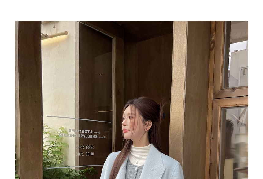 Plus Size Double Breasted Plain Long Coat