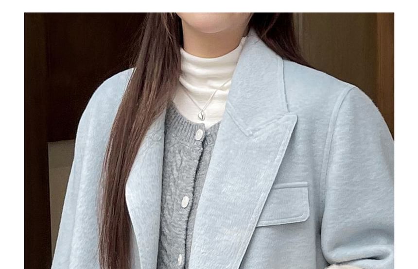 Plus Size Double Breasted Plain Long Coat