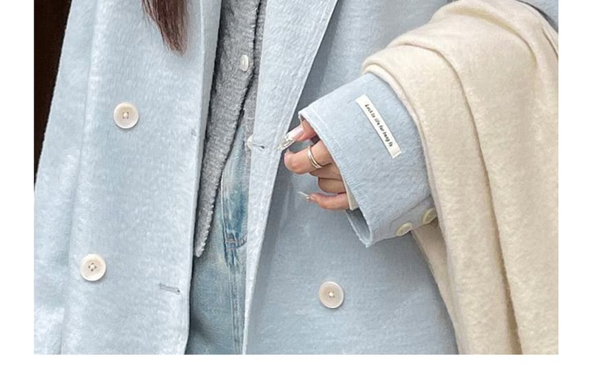 Plus Size Double Breasted Plain Long Coat