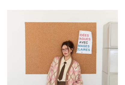 Plus Size V-Neck Plaid Button-Up Cardigan