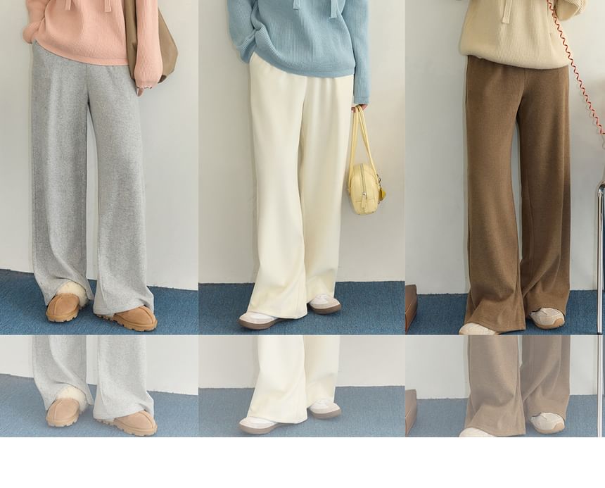 Plus Size High Waist Knit Wide Leg Pants