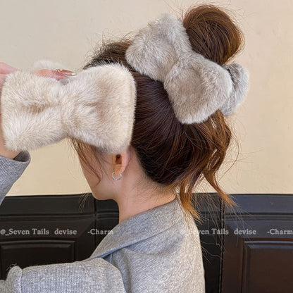 Chenille Bow Hair Clip Claw