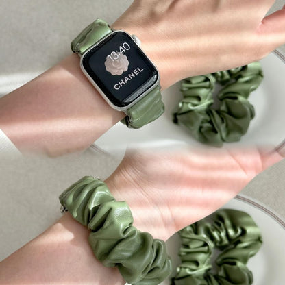 Faux Watch Apple Shirred Leather Band