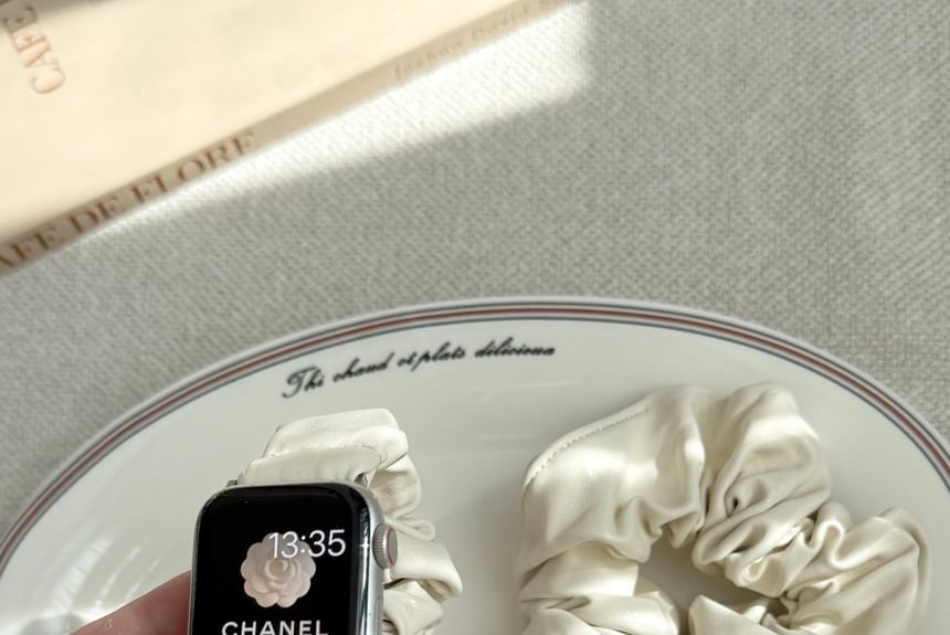 Faux Watch Apple Shirred Leather Band