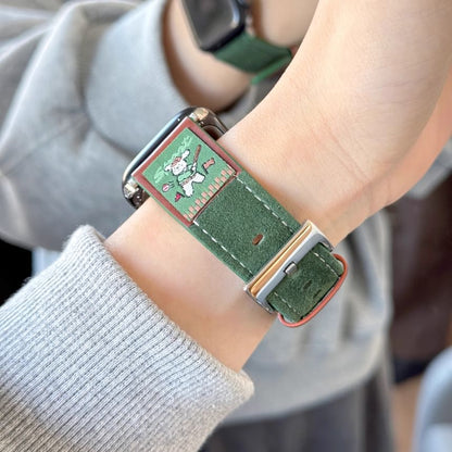 Genuine Band Watch Embroidered Leather Apple Animal