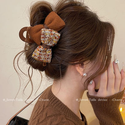 Claw Tweed Bow Hair