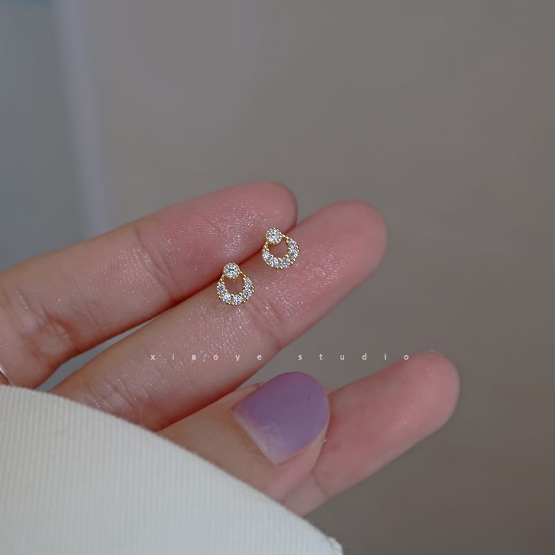 Rhinestone Earring Sterling S925 Silver Stud