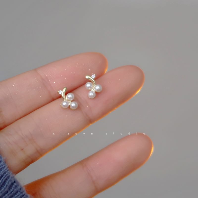 Earring Faux Stud S925 Sterling Pearl Silver