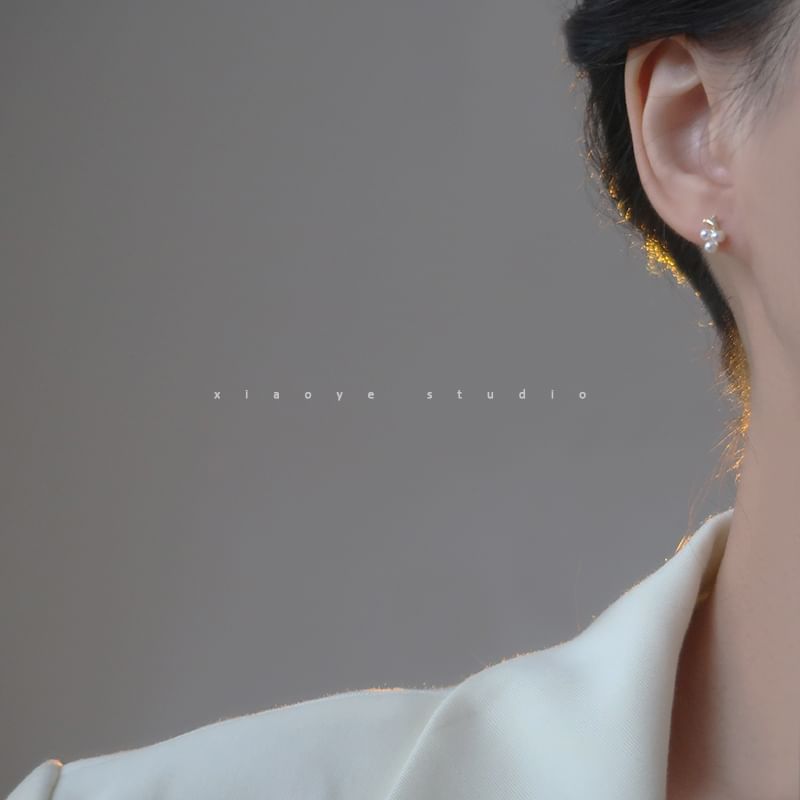 Earring Faux Stud S925 Sterling Pearl Silver