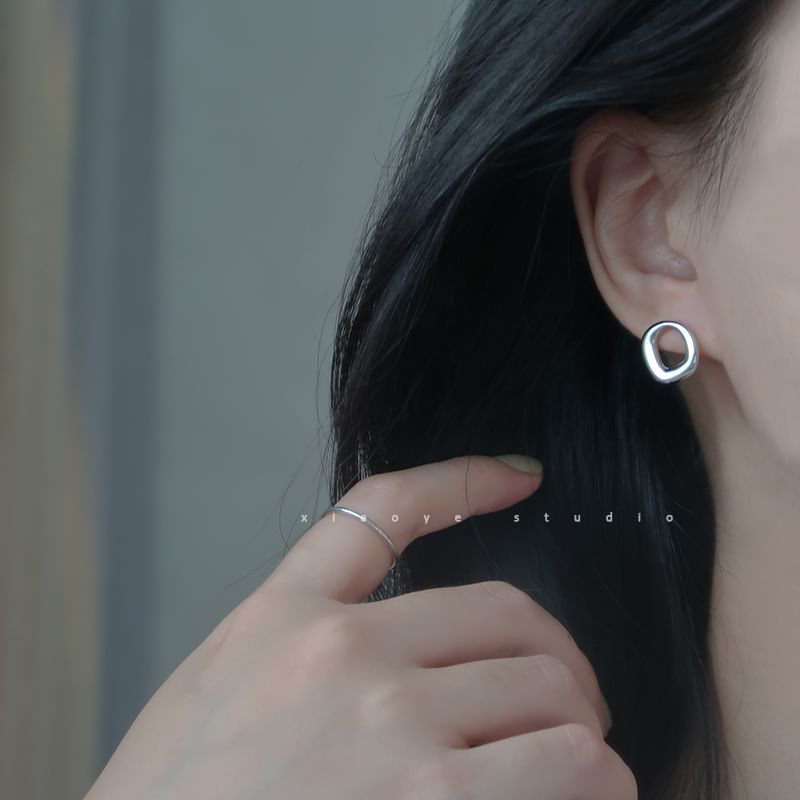 Sterling Irregular Stud Earring Silver S925