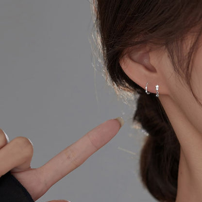 Huggie Silver Star Ear Cuff Earring / Sterling S925