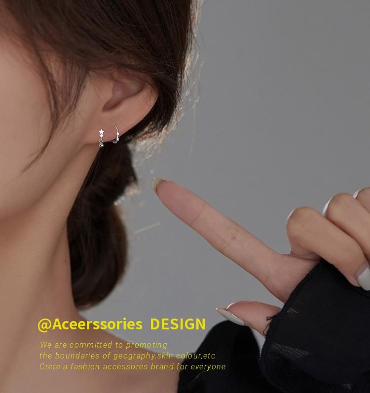 Huggie Silver Star Ear Cuff Earring / Sterling S925