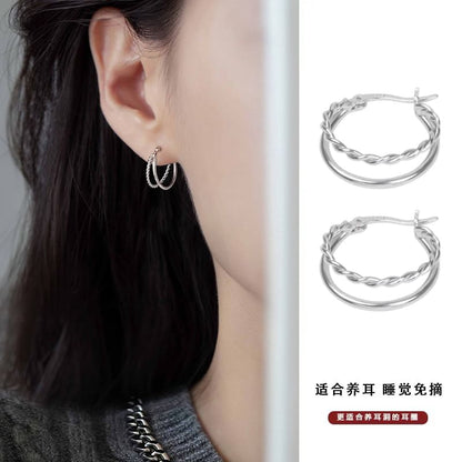 Layered Earring Alloy Hoop