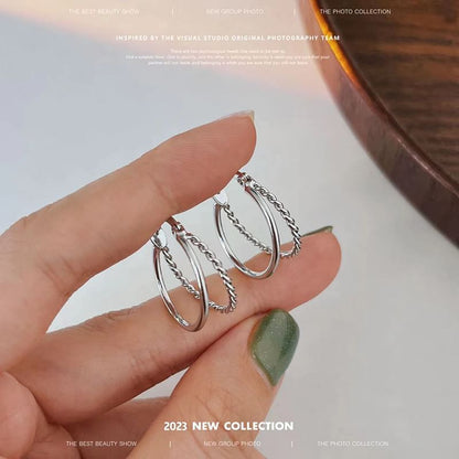 Layered Earring Alloy Hoop