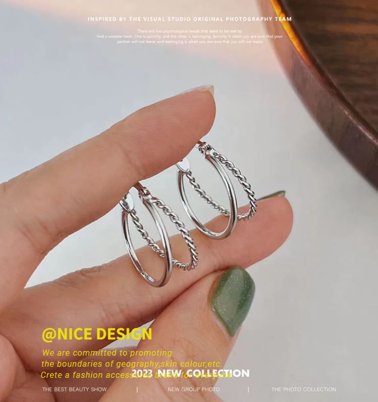 Layered Earring Alloy Hoop