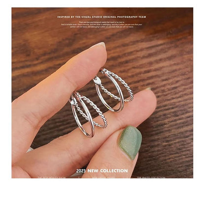 Layered Earring Alloy Hoop