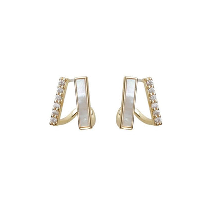 Alloy Rhinestone Earring Shell Stud