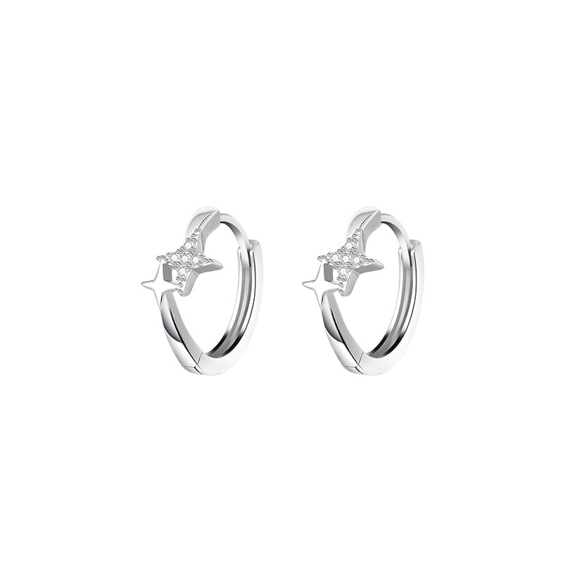 Earring Rhinestone Star Alloy Hoop