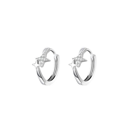 Earring Rhinestone Star Alloy Hoop