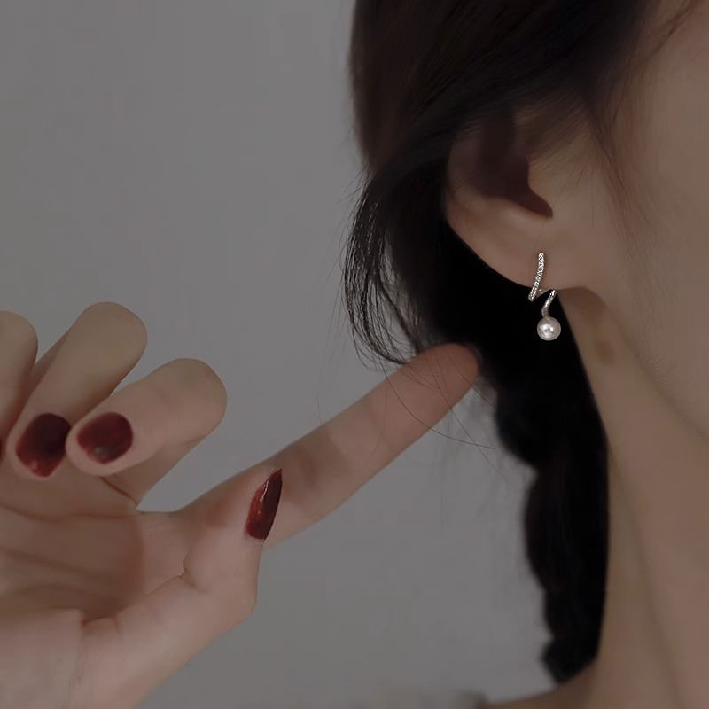 Earring Drop Alloy Faux Pearl