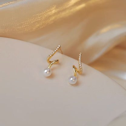 Earring Drop Alloy Faux Pearl