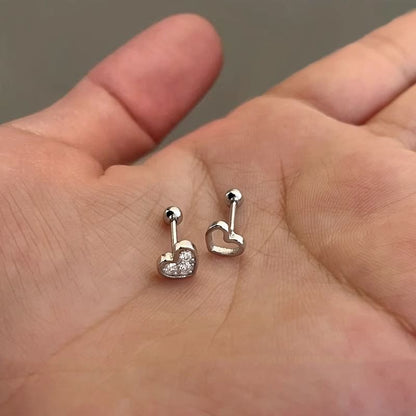 Asymmetrical Alloy Earring Rhinestone Barbell Heart