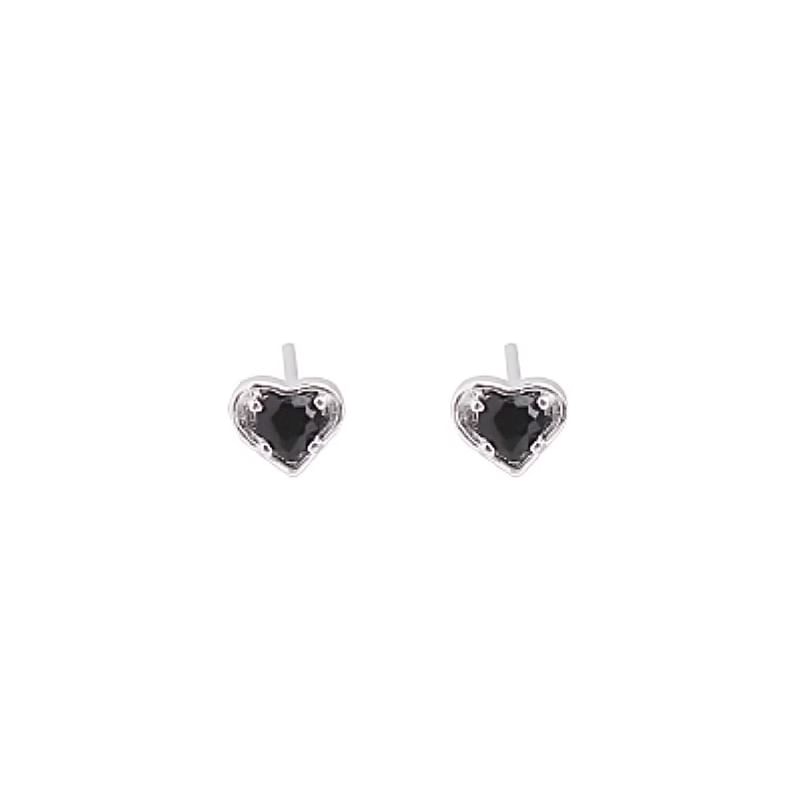 Earring Heart Stud Rhinestone Alloy