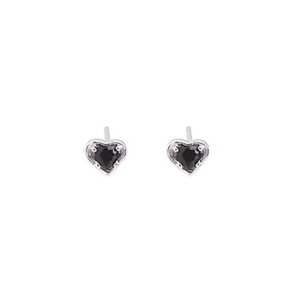 Earring Heart Stud Rhinestone Alloy