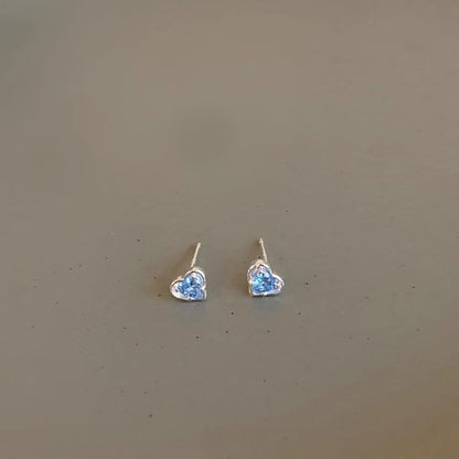Earring Heart Stud Rhinestone Alloy