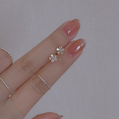 Rhinestone Stud Floral Earring Alloy