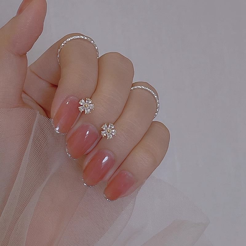 Rhinestone Stud Floral Earring Alloy