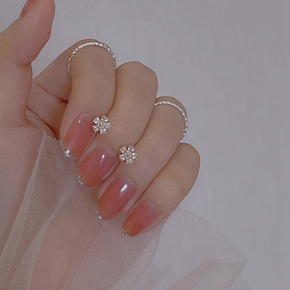 Rhinestone Stud Floral Earring Alloy