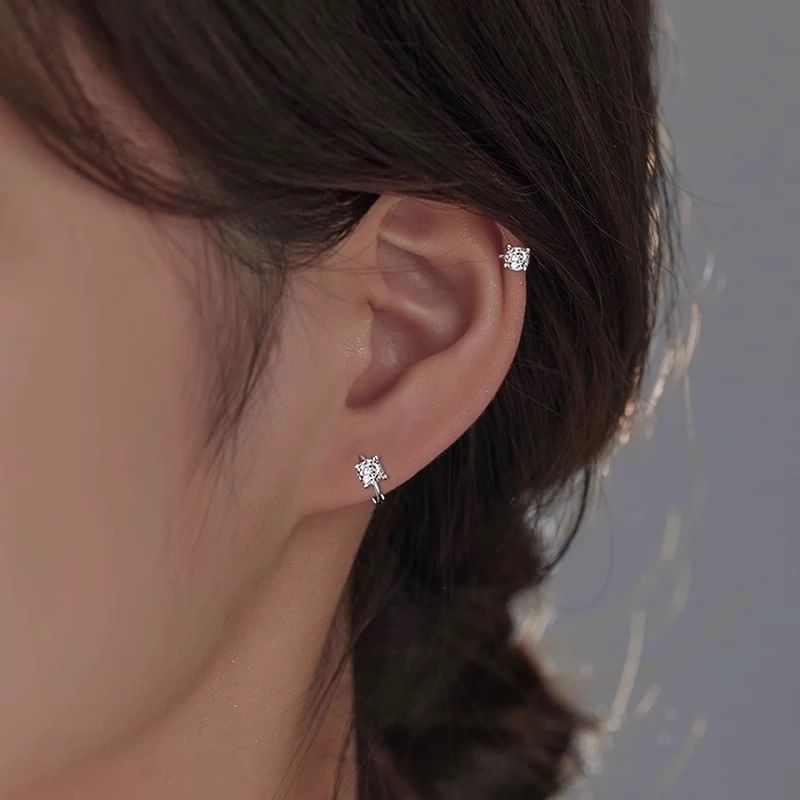 Huggie Earring Rhinestone Alloy