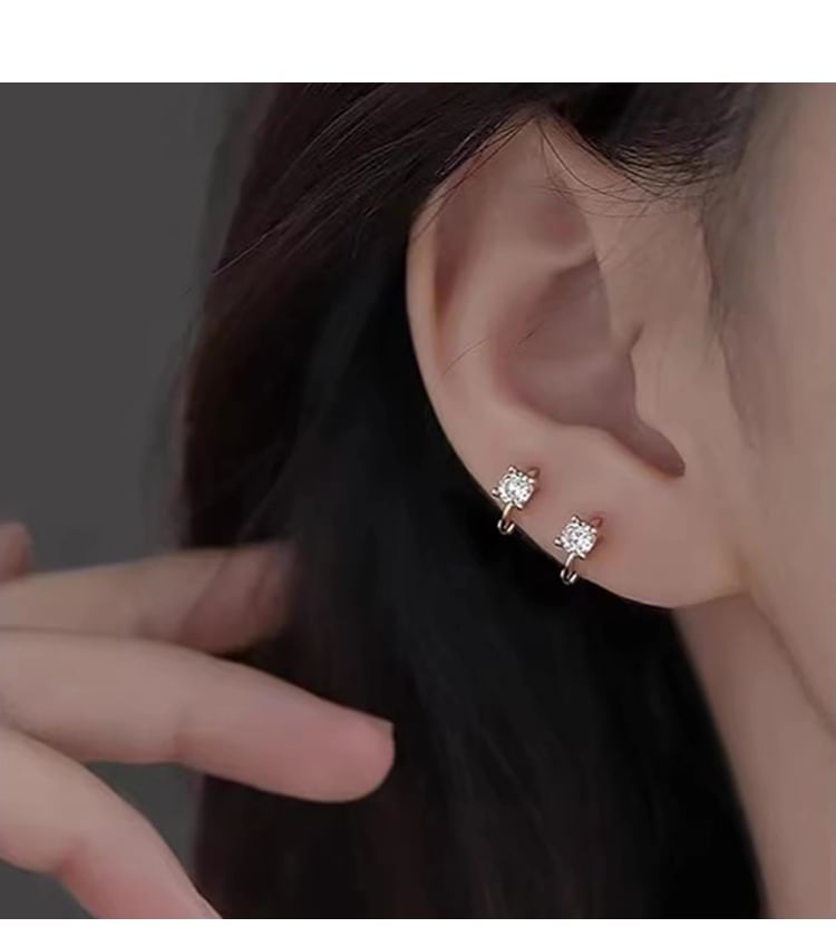 Huggie Earring Rhinestone Alloy