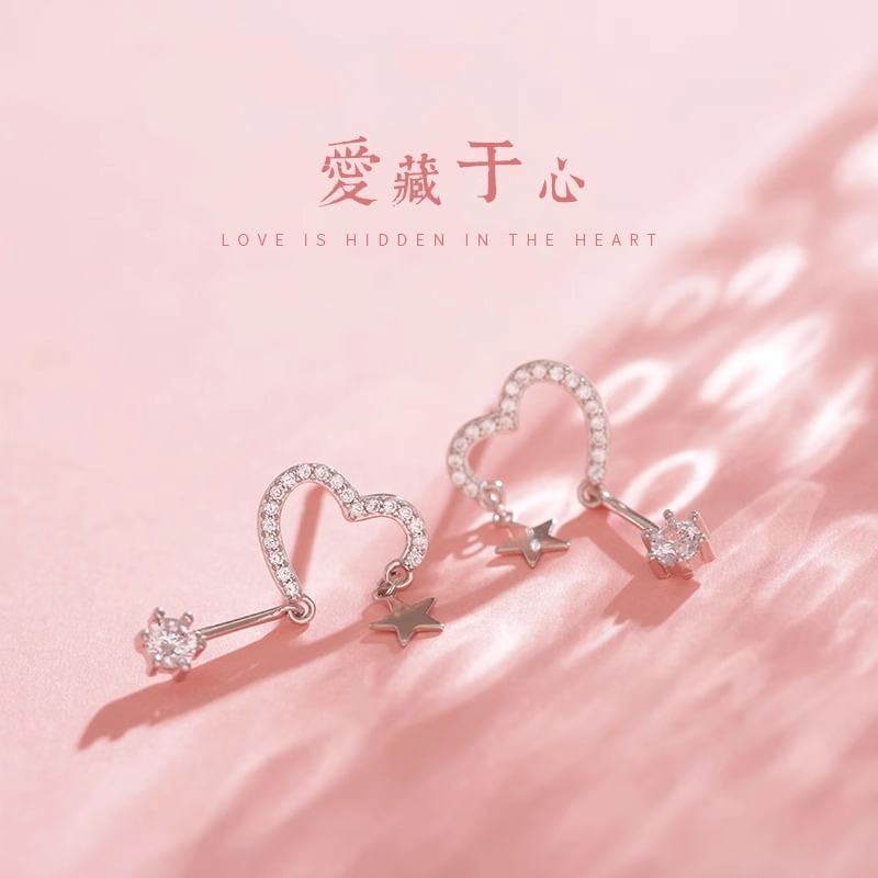 Drop Earring Heart Alloy Star