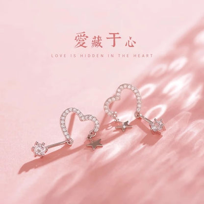 Drop Earring Heart Alloy Star