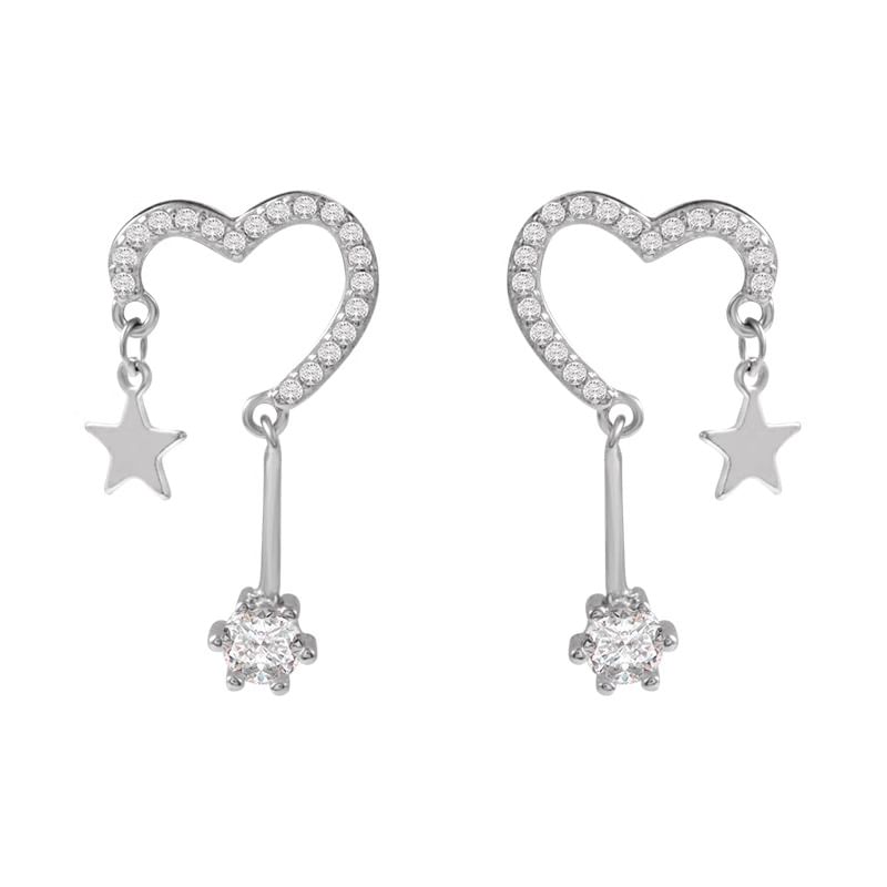 Drop Earring Heart Alloy Star